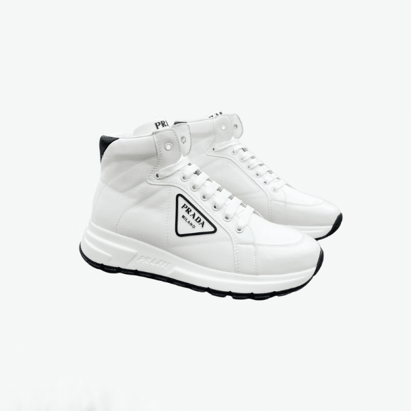 Prada Prax 01 Re Nylon And Brushed Leather Sneakers White view 2