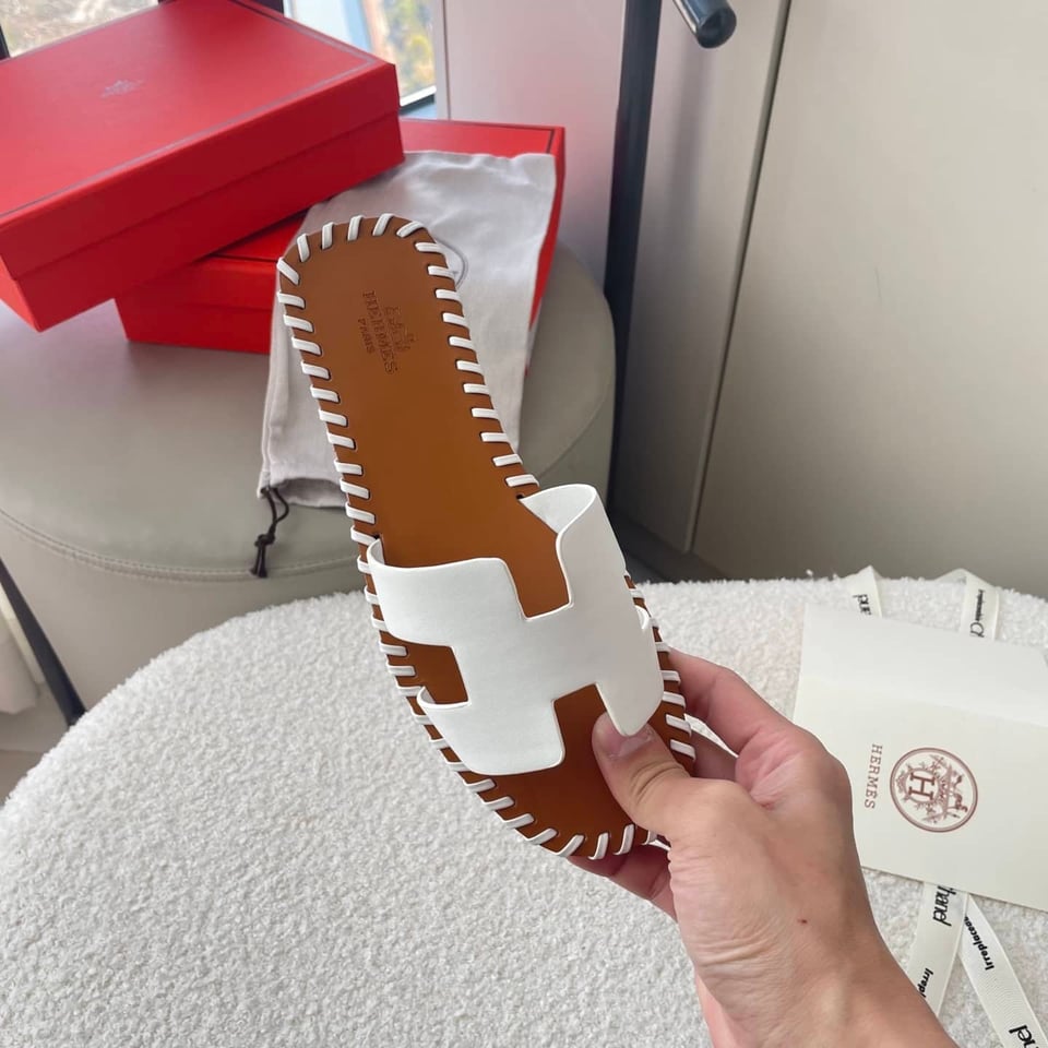 Herm?S Oran Sandals Stitching In Brown And White view 6