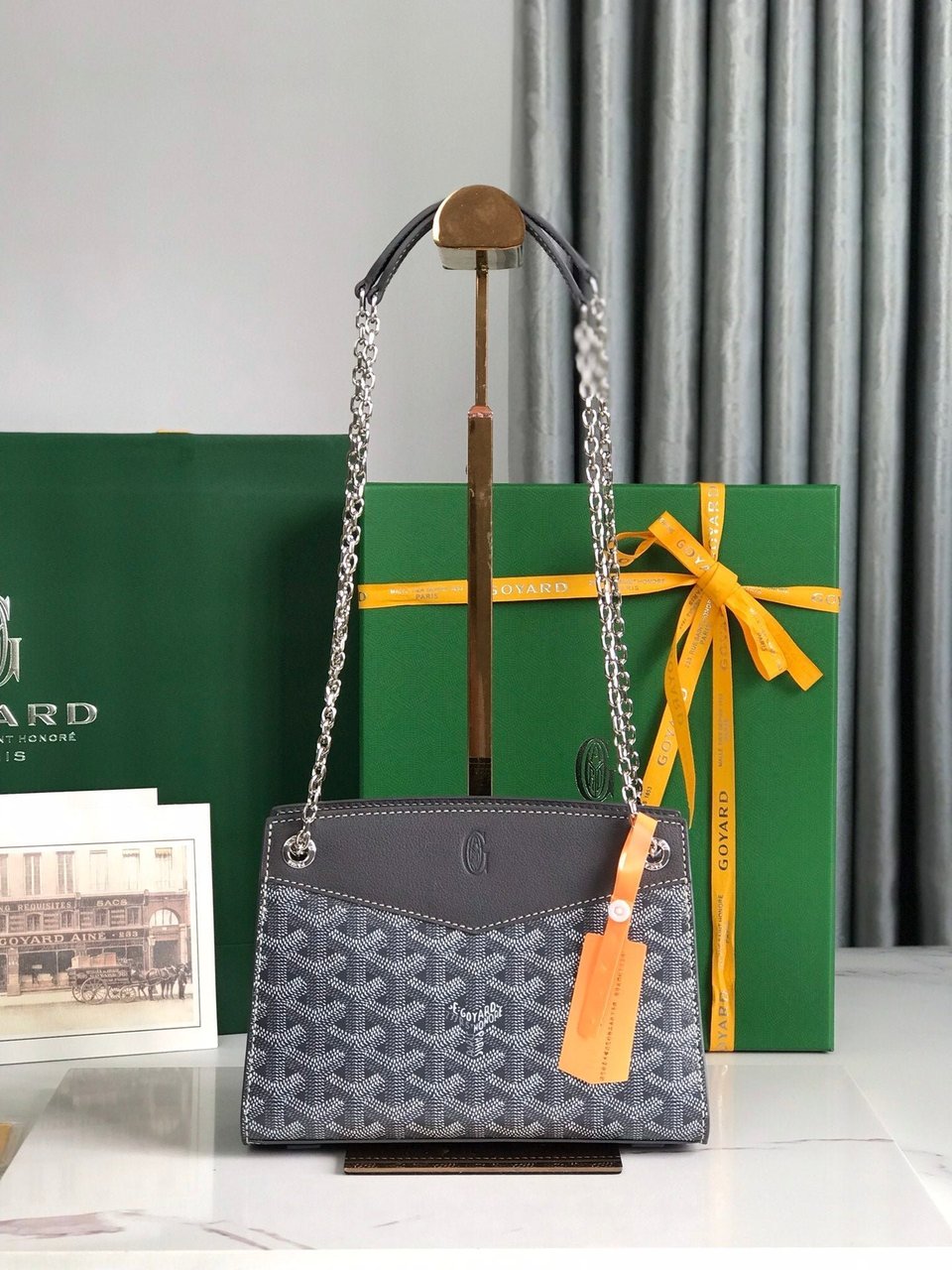 Goyard Rouette Structuré Mini Bag 21cm Grey Black Goyardine Canvas And Calfskin view 10