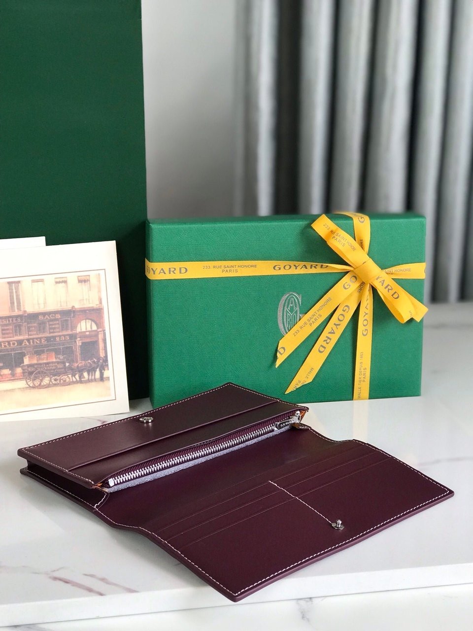 Goyard Richelieu Wallet 19 Cm Wine Red Goyardine Canvas view 8