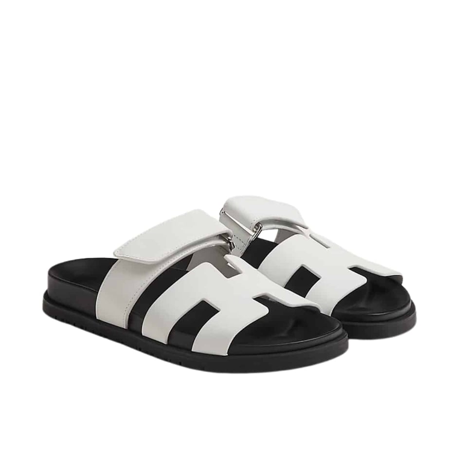 Hermes Chypre Sandal Blanc Calfskin White H222100Z 90345