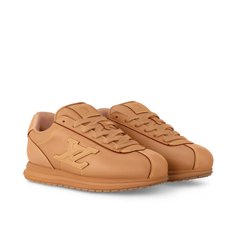 Louis Vuitton Tan Yellow Stitching Leather Sneakers For Men