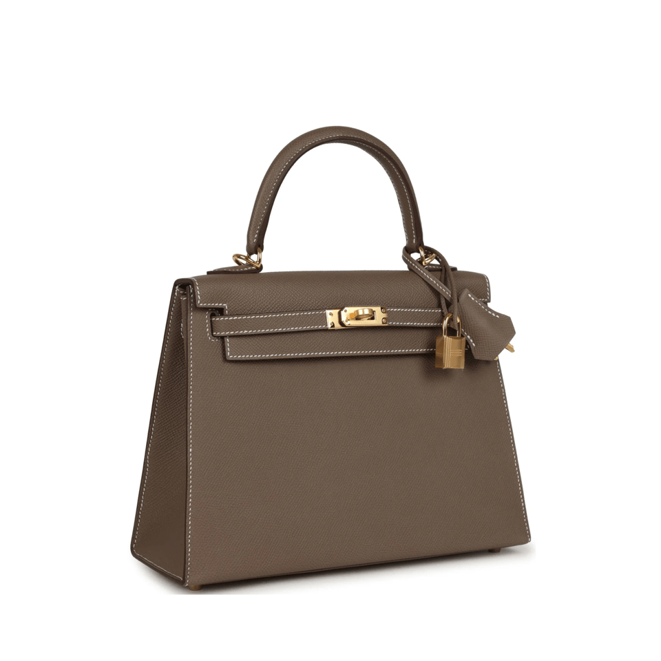 Hermes Kelly 25 Bag In Golden Etoupe Epsom Leather For Women 25cm/10in view 3