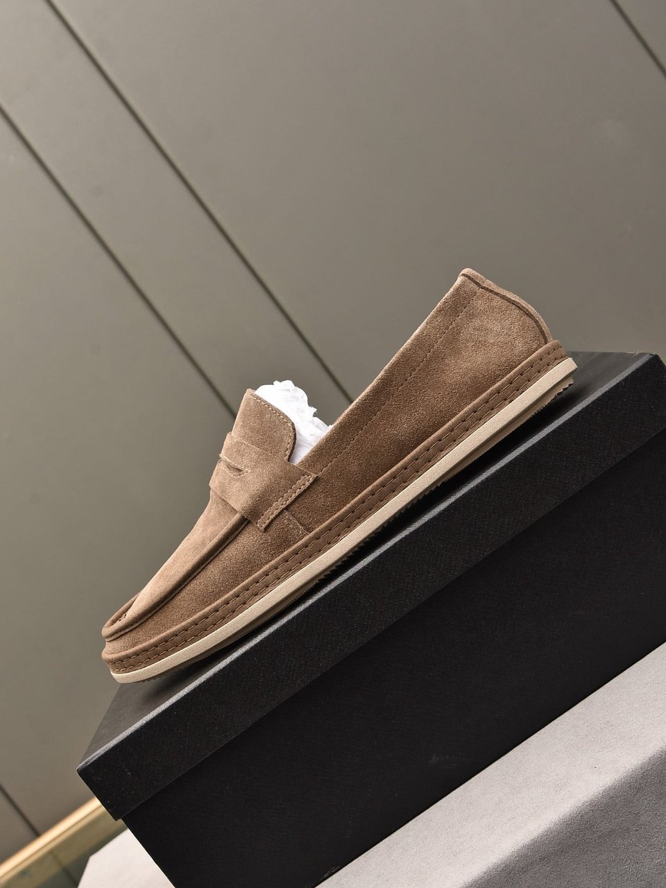 Prada Men’S Flat Loafers Suede Leather Brown view 7