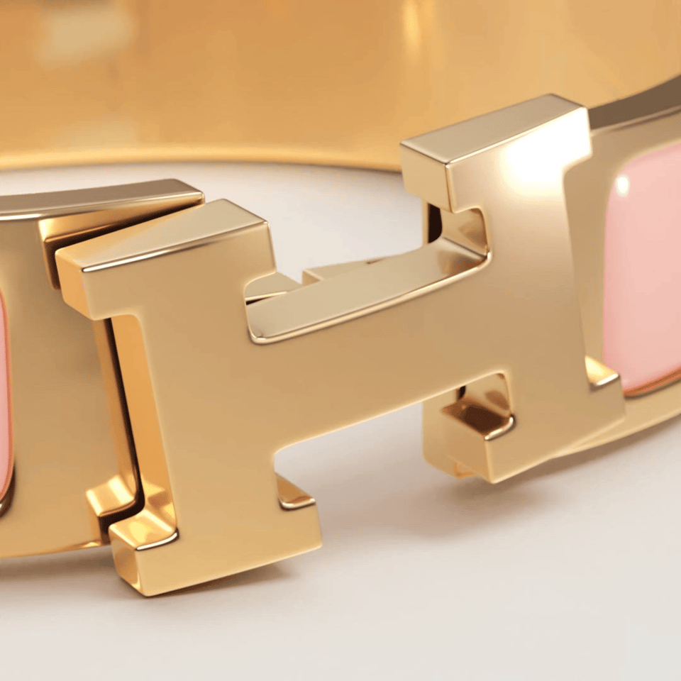 Hermes Clic H Bracelet in Gold and Pink view 5