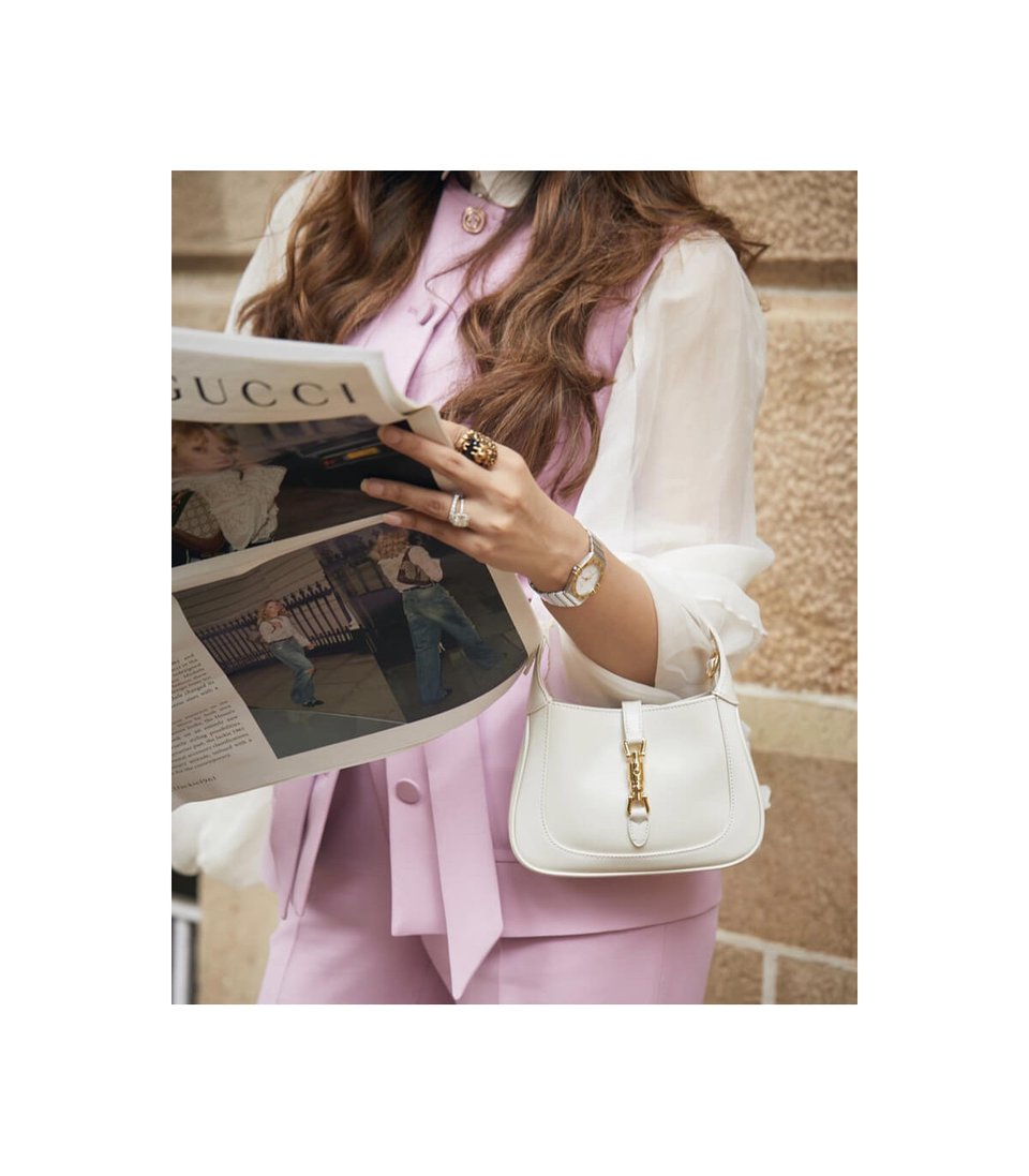Gucci Jackie 1961 Mini Hobo Bag In White Leather 19cm view 8