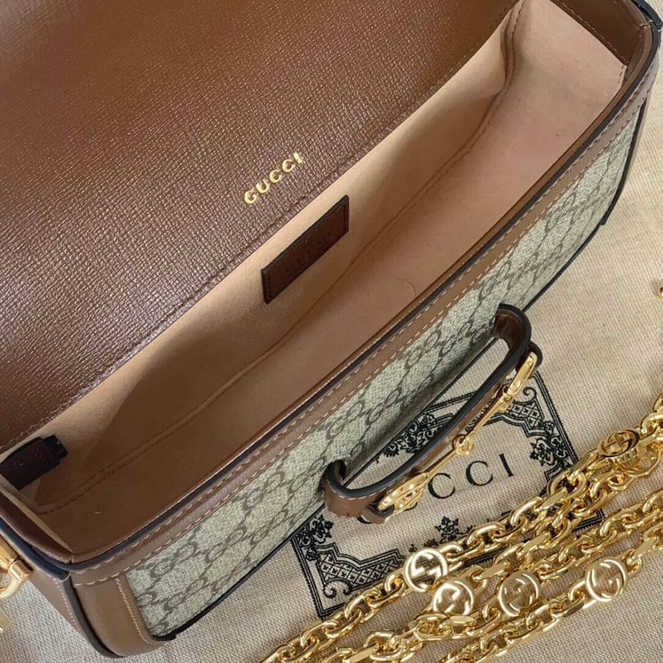 Gucci Horsebit 1955 GG Supreme Canvas Should Bag Brown view 16