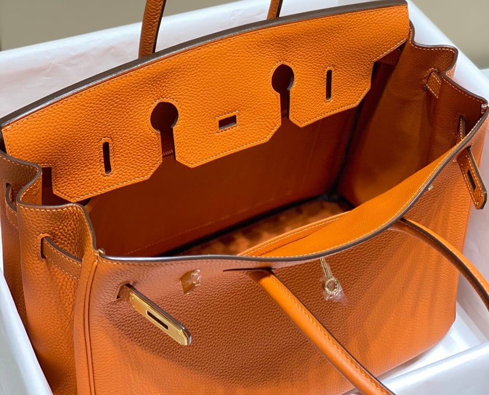 Hermes Birkin 35Cm Orange Togo Leather Gold Hardware view 5
