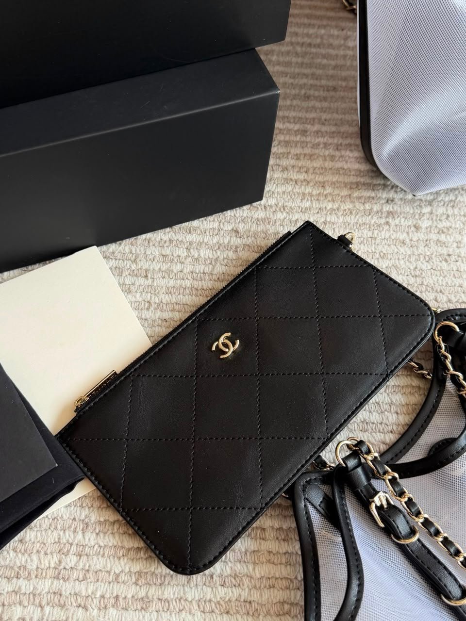Chanel Small Tote Mesh, Calfskin &amp; Gold-Tone Metal Transparent &amp; Black 28cm/11in AS6015 view 6