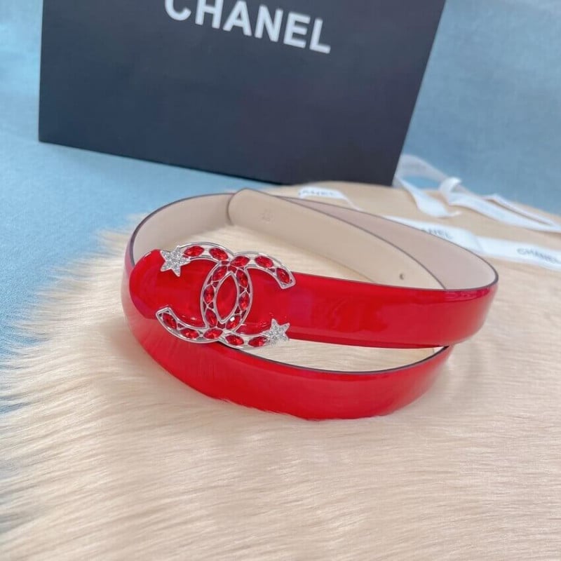 Chanel Patent Leather CC Logo Skinny Belt view 8