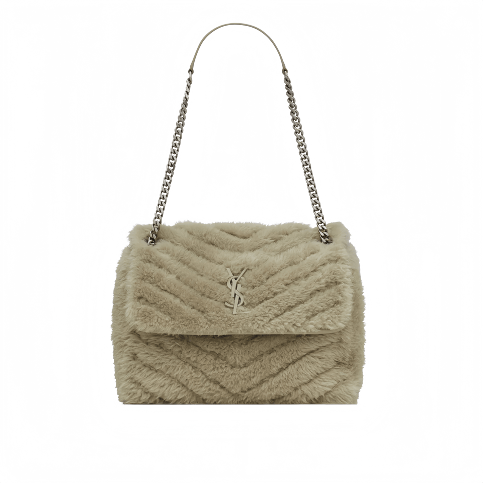 Saint Laurent Niki Medium Chain Bag In Shearling Brown view 2