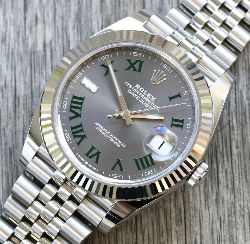 Rolex Datejust 41mm Rhodium Dial 126334 “Wimbledon” Flutted / Jubilee view 3