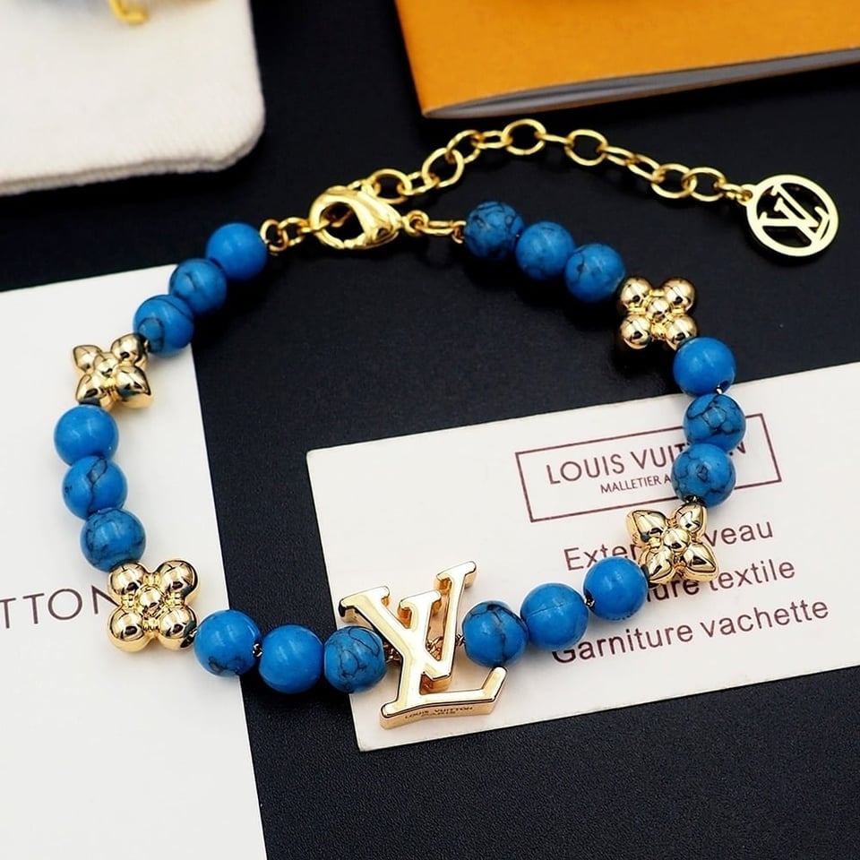 Louis Vuitton Turquoise Pearl Bracelet Blue view 2