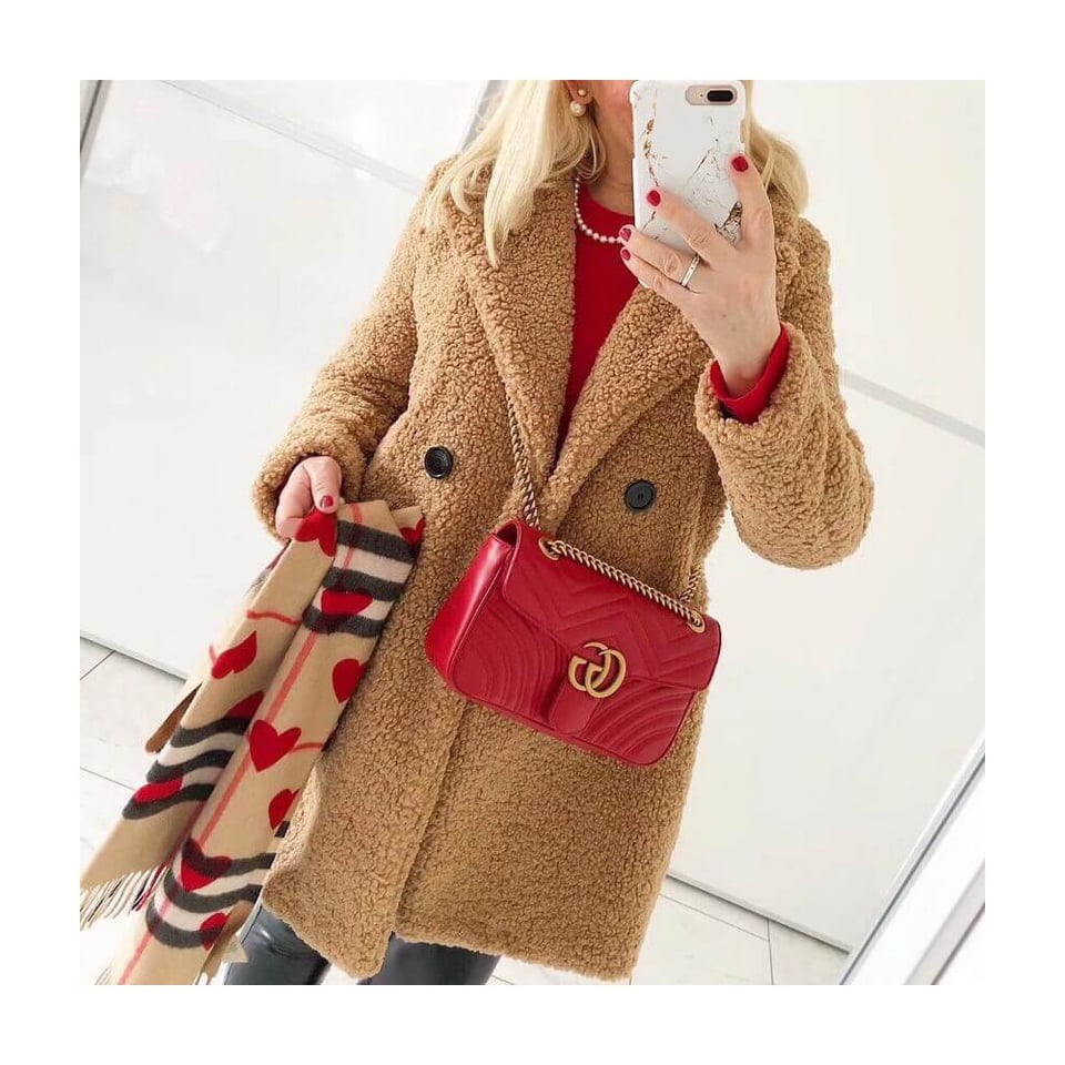 Gucci GG Marmont Matelasse Chevron Leather Small Shoulder Bag Red view 8