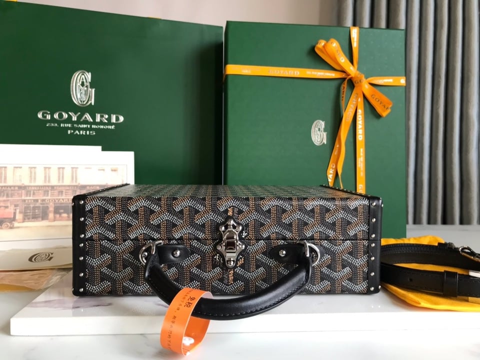 Goyard Grand Hôtel Trunk Bag 24.5cm Black Goyardine Canvas And Calfskin view 6
