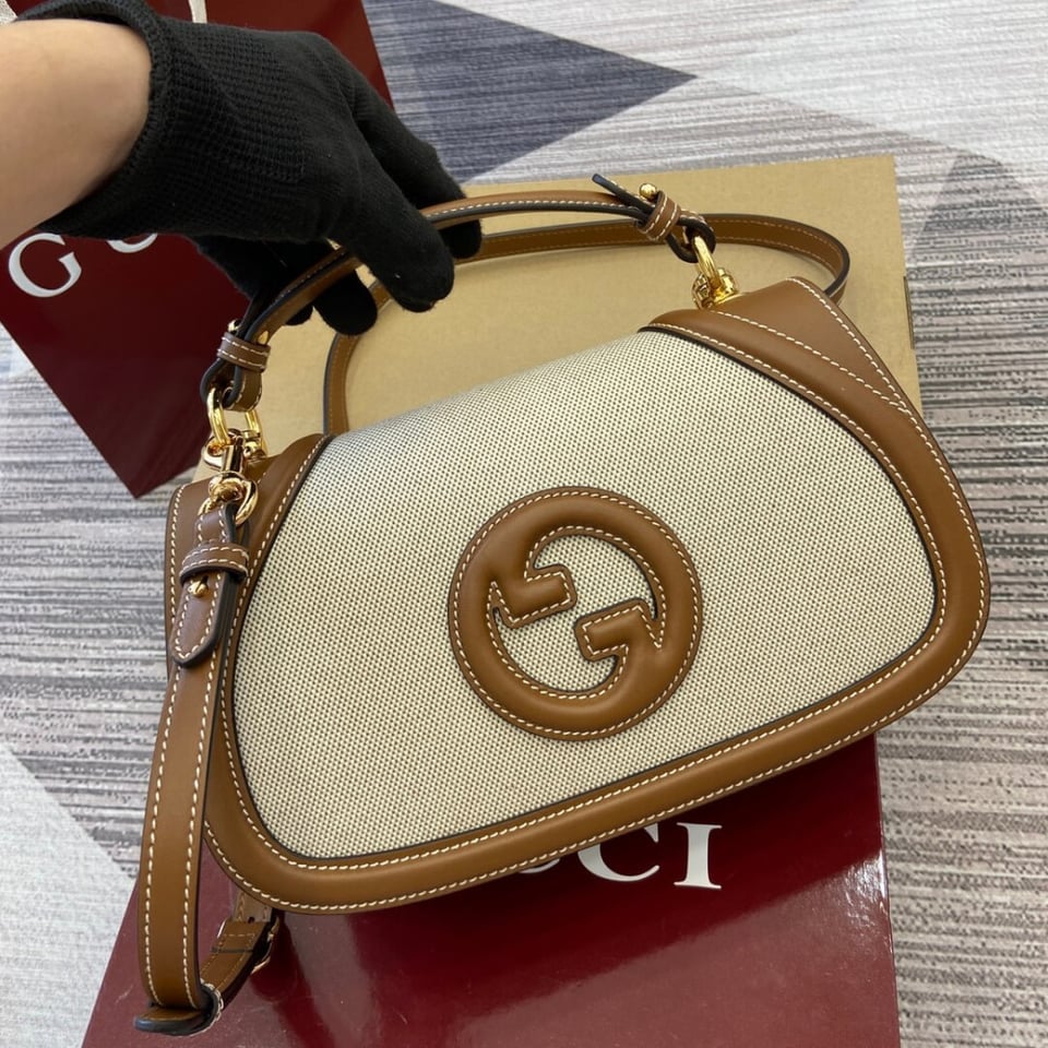 Gucci Blondie Small Top Handle Bag cotton linen canvas view 8