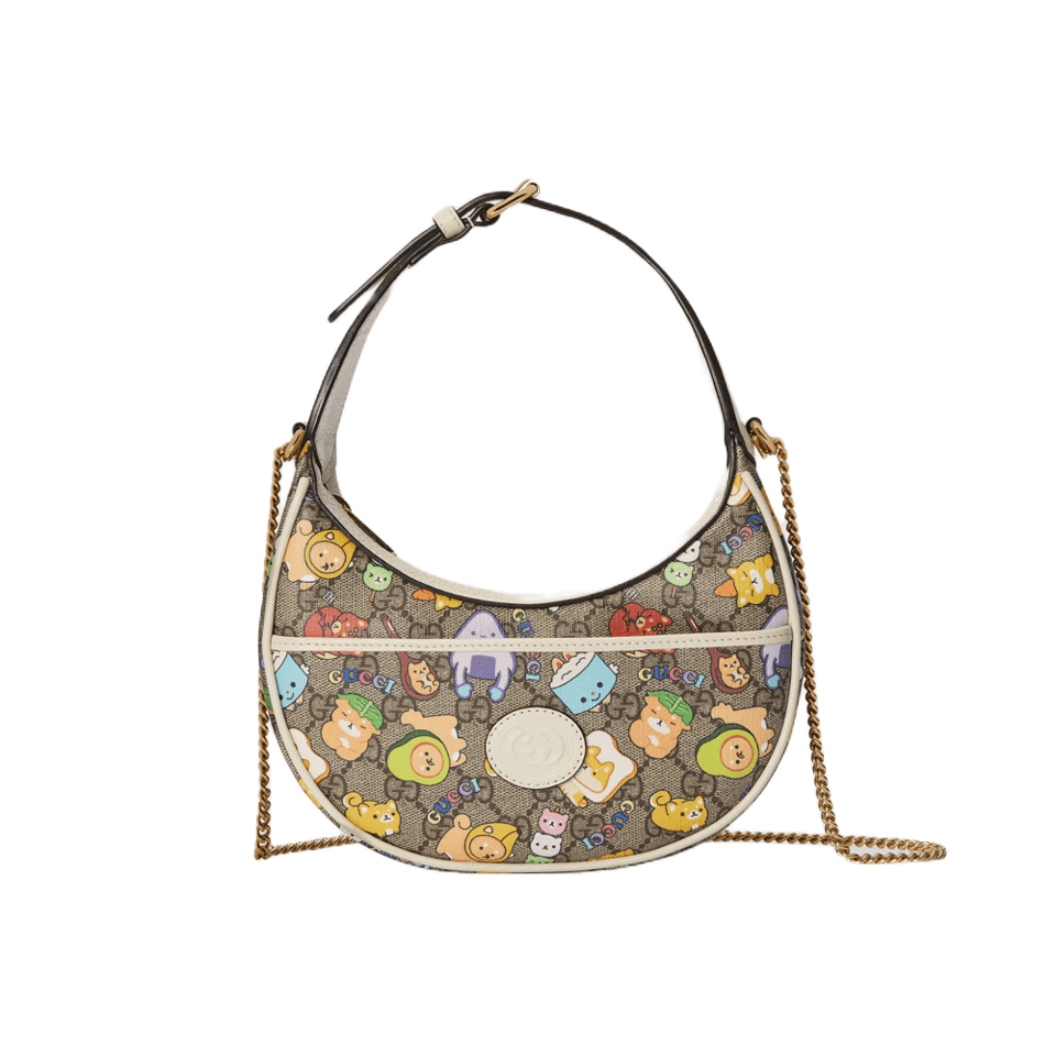 Gucci Half-Moon-Shaped Mini Bag with Interlocking G Animal Print