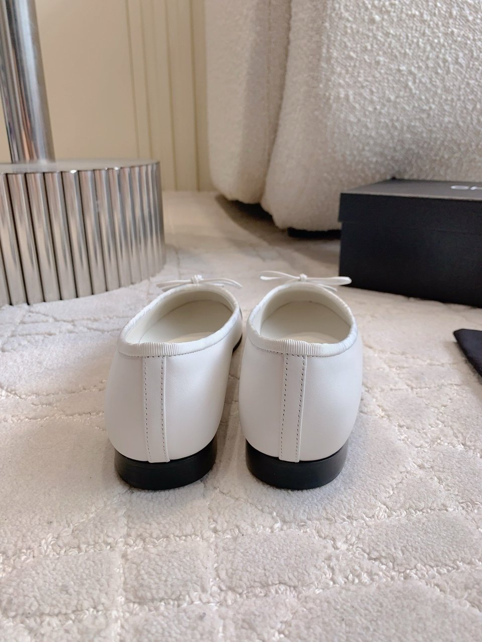 Chanel Cambon Leather Ballet Flats White For Women view 7