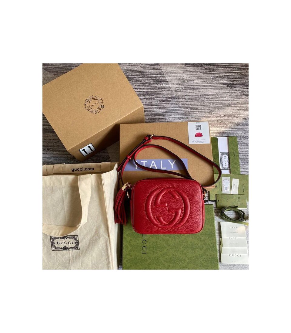 Gucci Soho Small Leather Disco Bag Red view 6