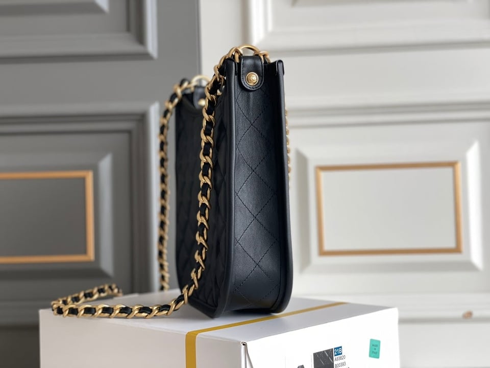 Chanel 24S 24Cm Hobo Bag Black Calfskin Gold Hardware view 7