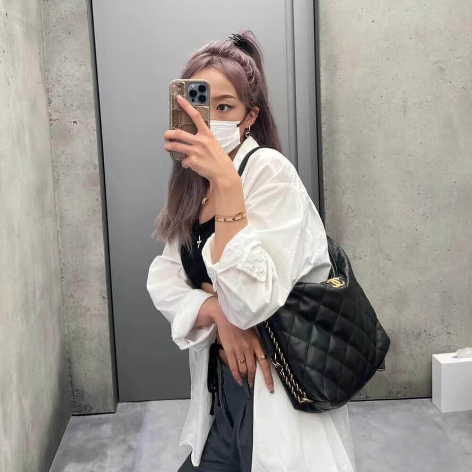 Chanel Hobo Bag in Black Lambskin view 6