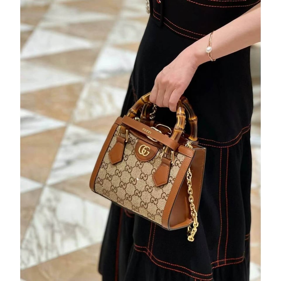 Gucci Diana Crystals Mini Tote Bag view 5