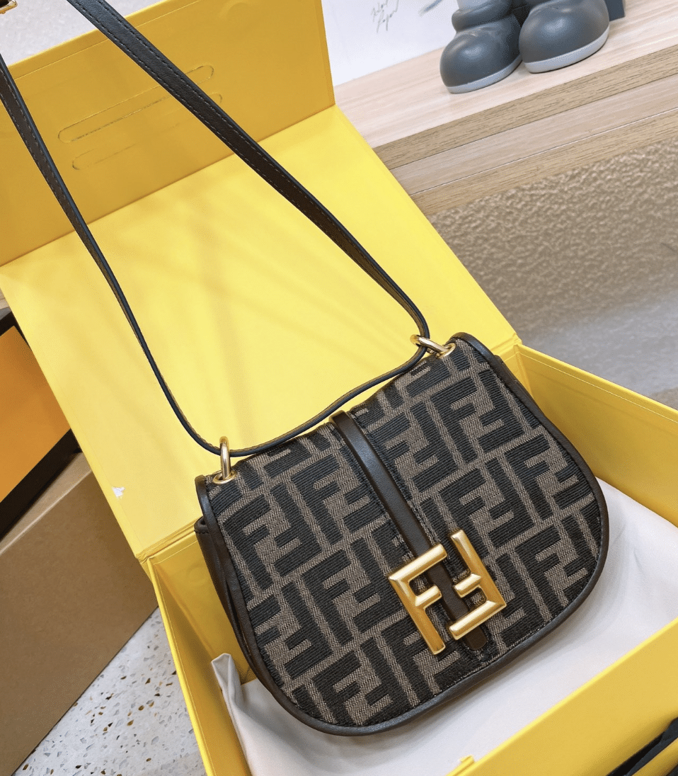 Fendi C’Mon Small Brown Ff Jacquard Fabric Bag 20Cm view 8