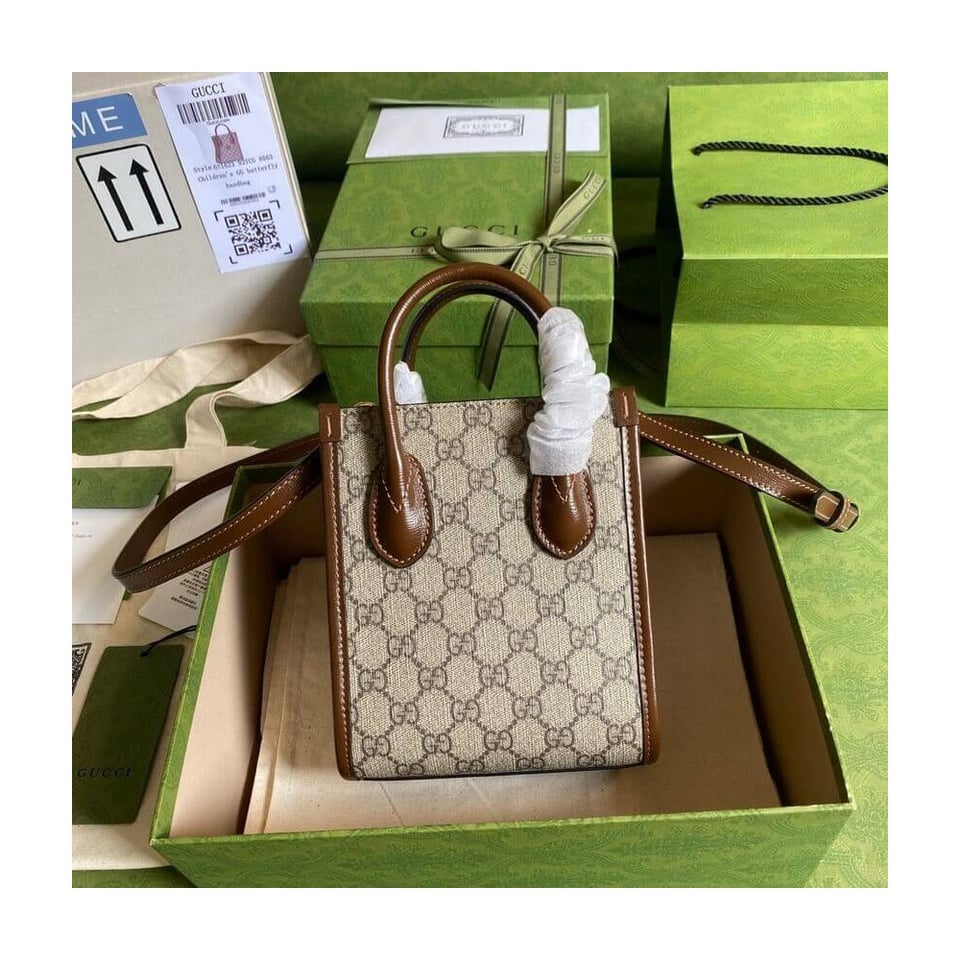 Gucci Mini Tote Bag with Interlocking G in GG Supreme view 10