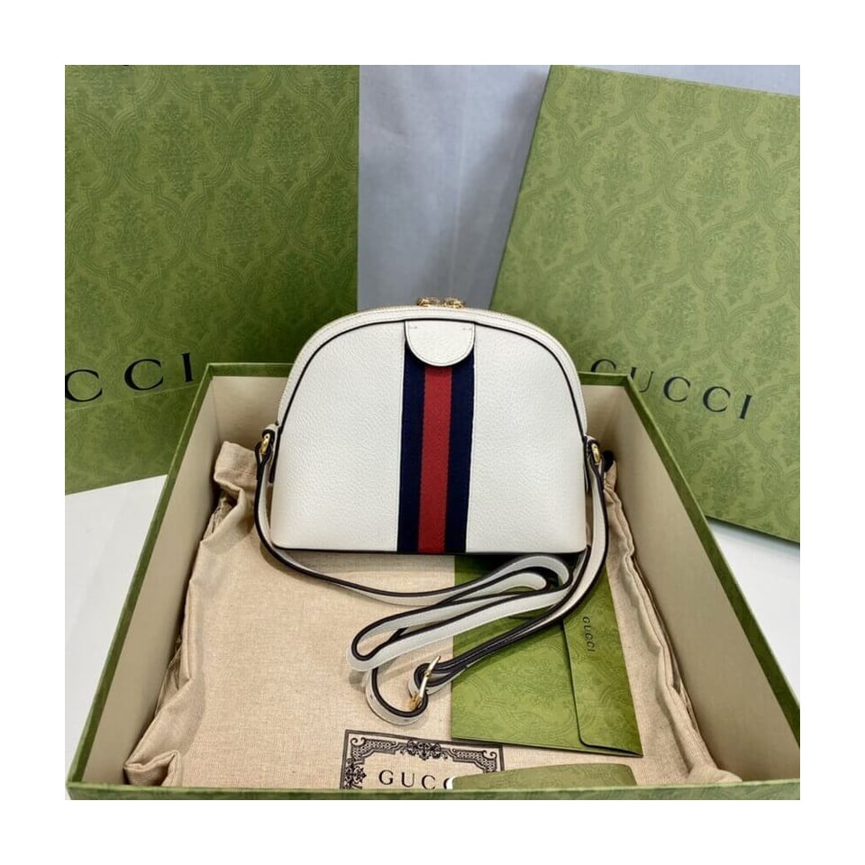 Gucci Ophidia Small Shoulder Bag in White Leather view 11