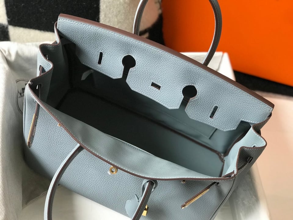 Hermes Birkin 35Cm Sky Blue Togo Leather Gold Hardware view 6