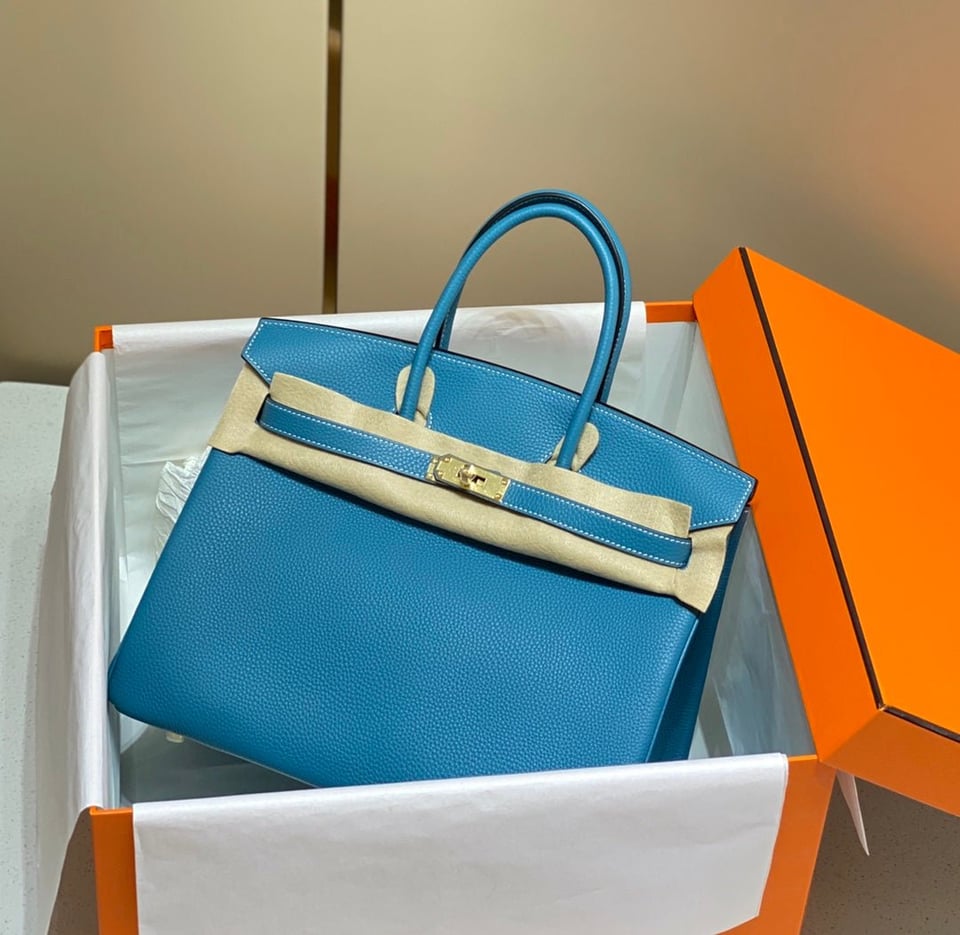 Hermes Birkin 35Cm Bag Cerulean Togo Gold Hardware view 3