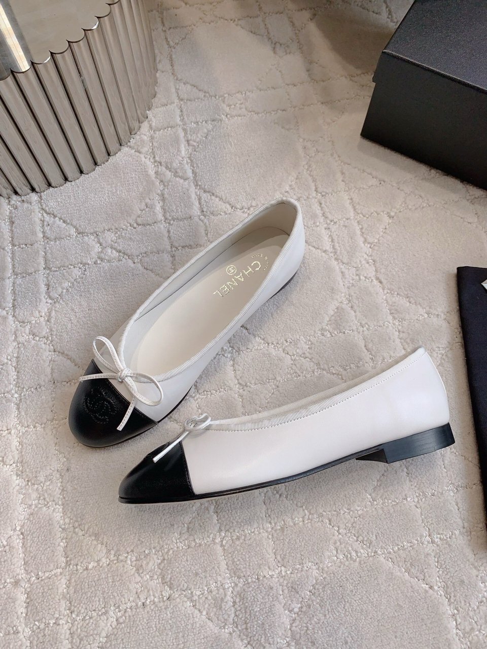 Chanel Cambon Leather Ballet Flats White For Women view 6