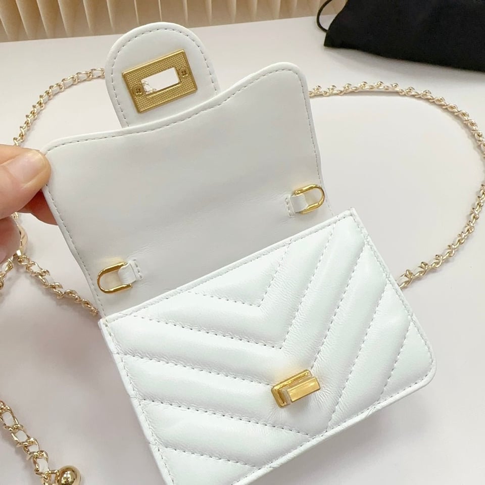 Chanel 2.55 Belt White Chevron Lambskin Bag view 3
