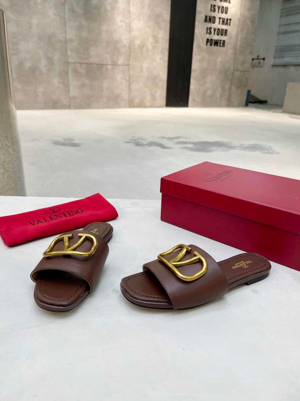 Valentino Garavani Vlogo Signature Slide Sandal Brown view 6