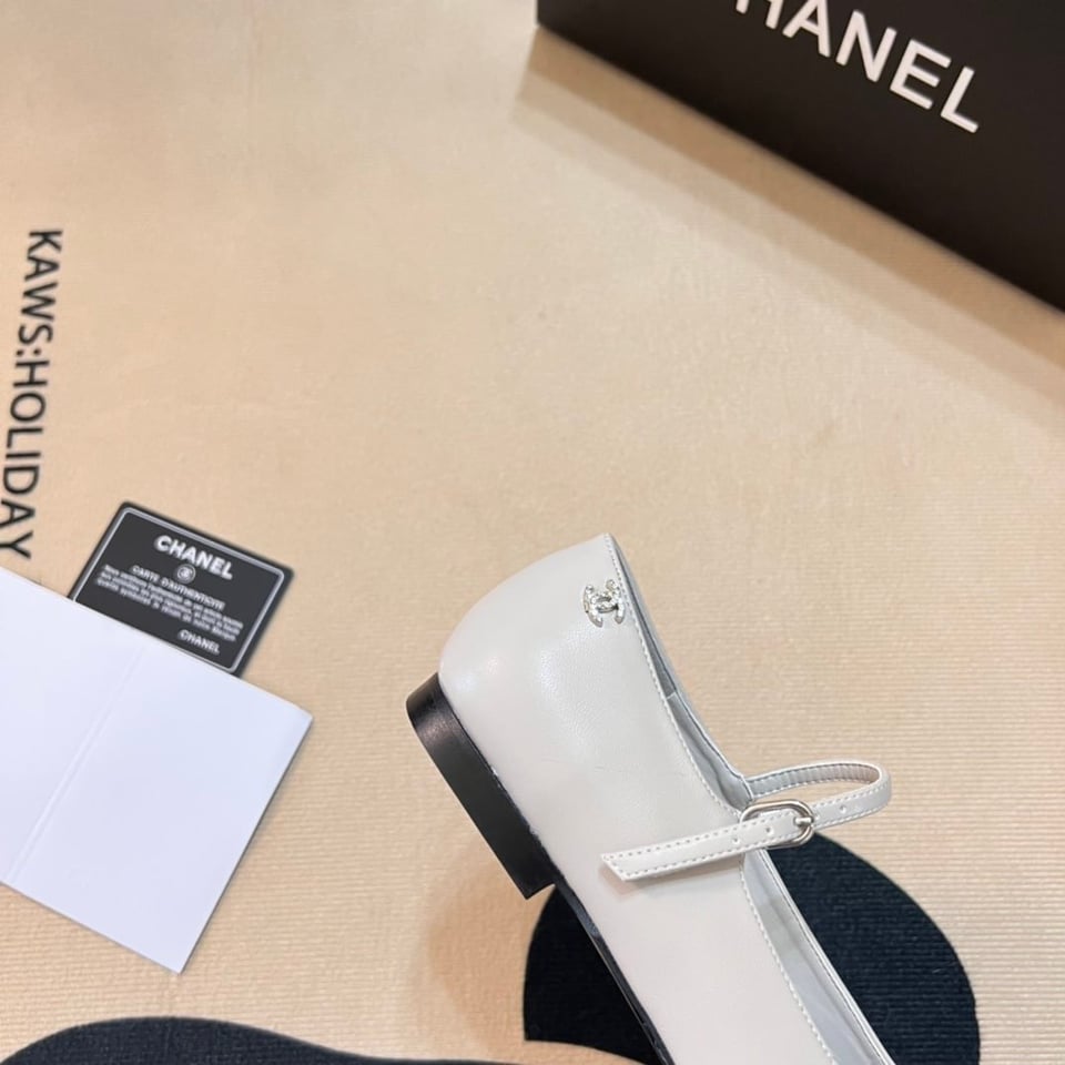 Chanel Square Toe Ballet Flats Black White view 6