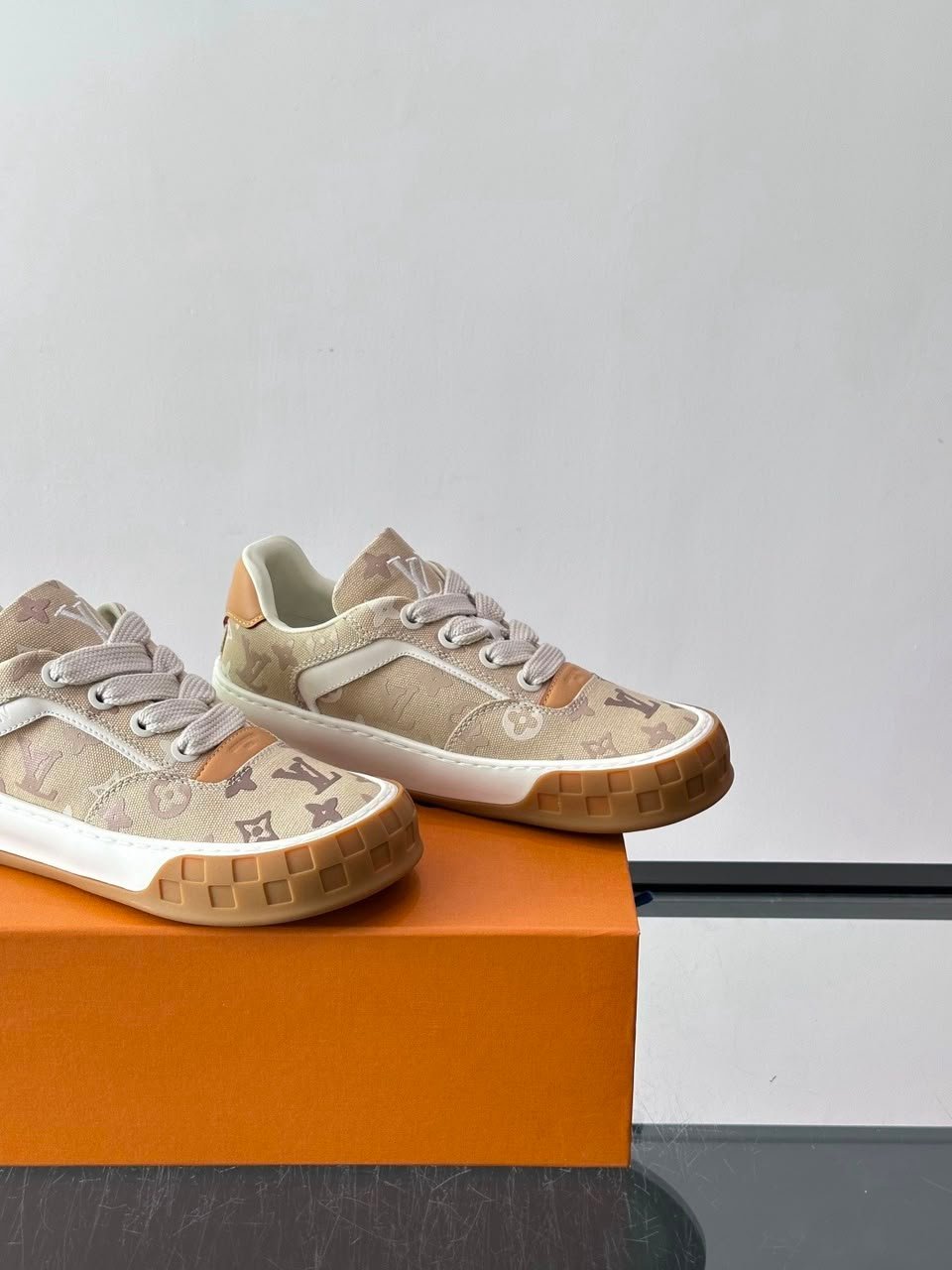 Louis Vuitton Tilted Sneakers Beige Monogram Surplus Canvas 1AK81L view 4