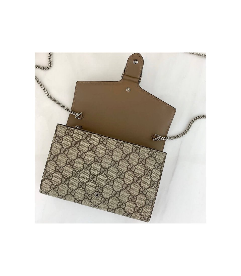 Gucci Dionysus GG Supreme Chain Wallet Beige 20cm view 8