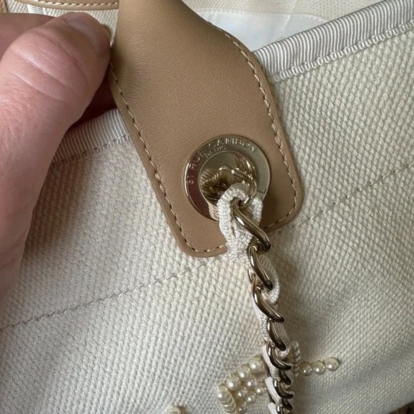 Chanel Deauville Shopping Small Tote 35Cm Mixed Fabric Calfskin White view 8