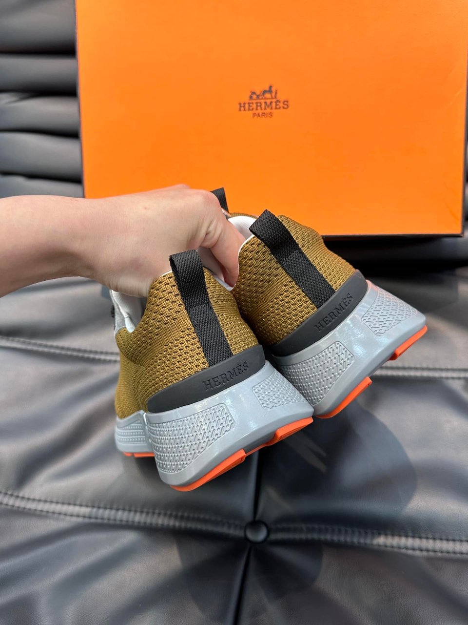 Hermes Heros Sneaker Khaki Gray H232985Zh1R400 view 5