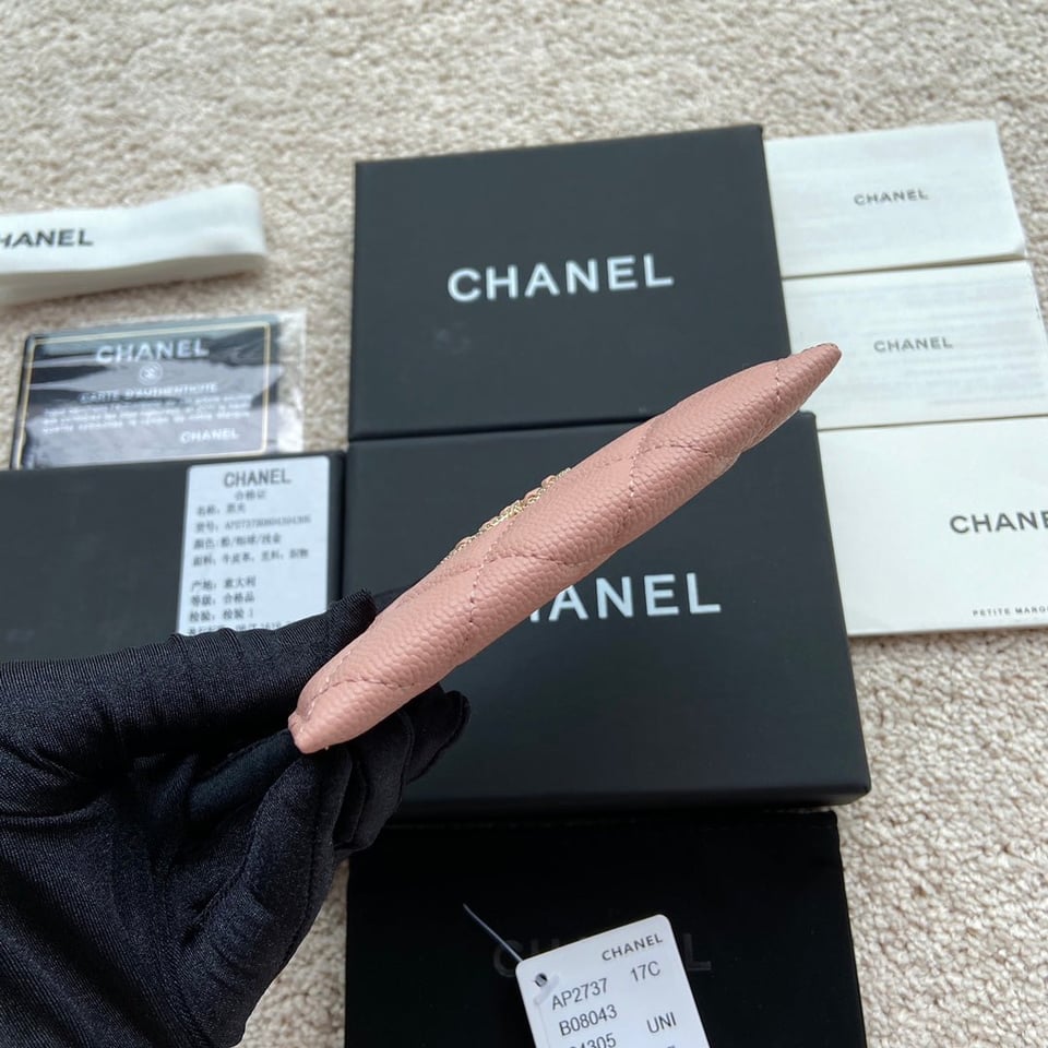 Chanel Card Holder 11Cm Pink Caviar Light Gold Hardware view 9