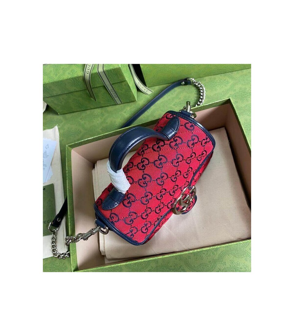 Gucci GG Marmont Multicolour Mini Top Handle Bag Red view 6