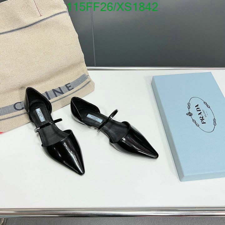 Prada Leather Ballet Flats Black view 6