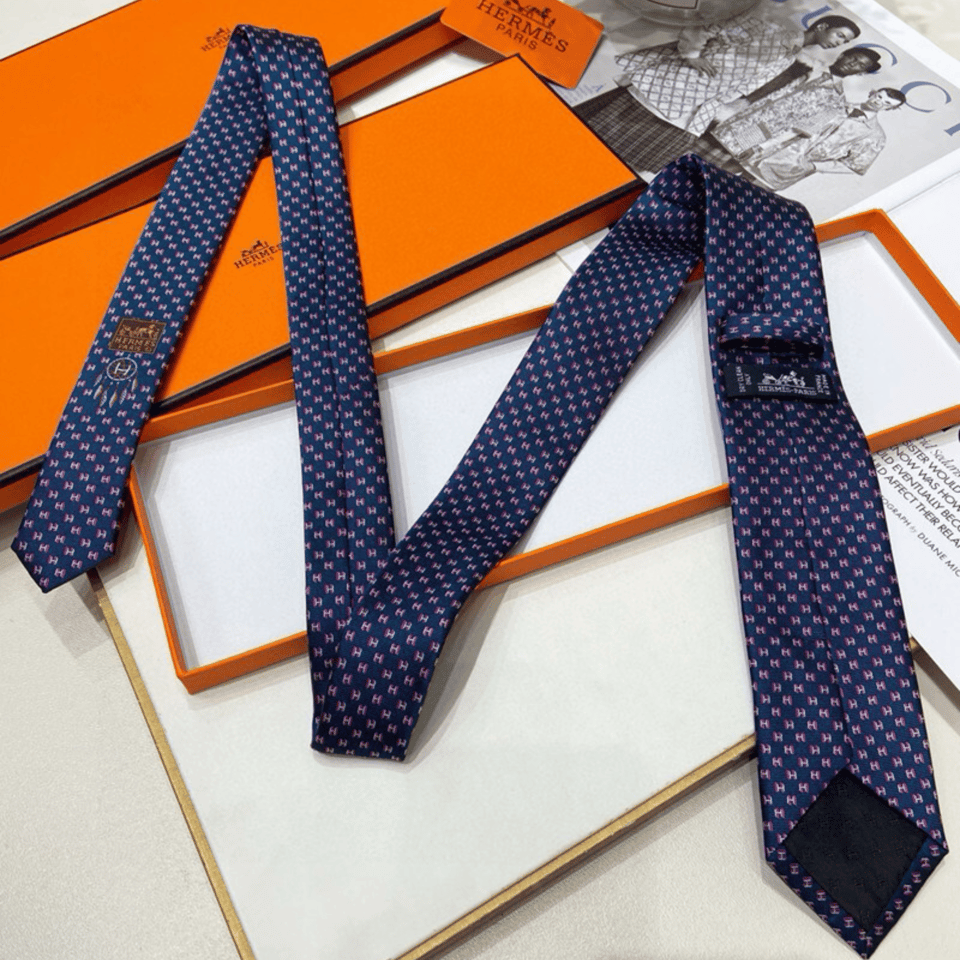 Hermes H Pattern Canvas Tie For Men view 7