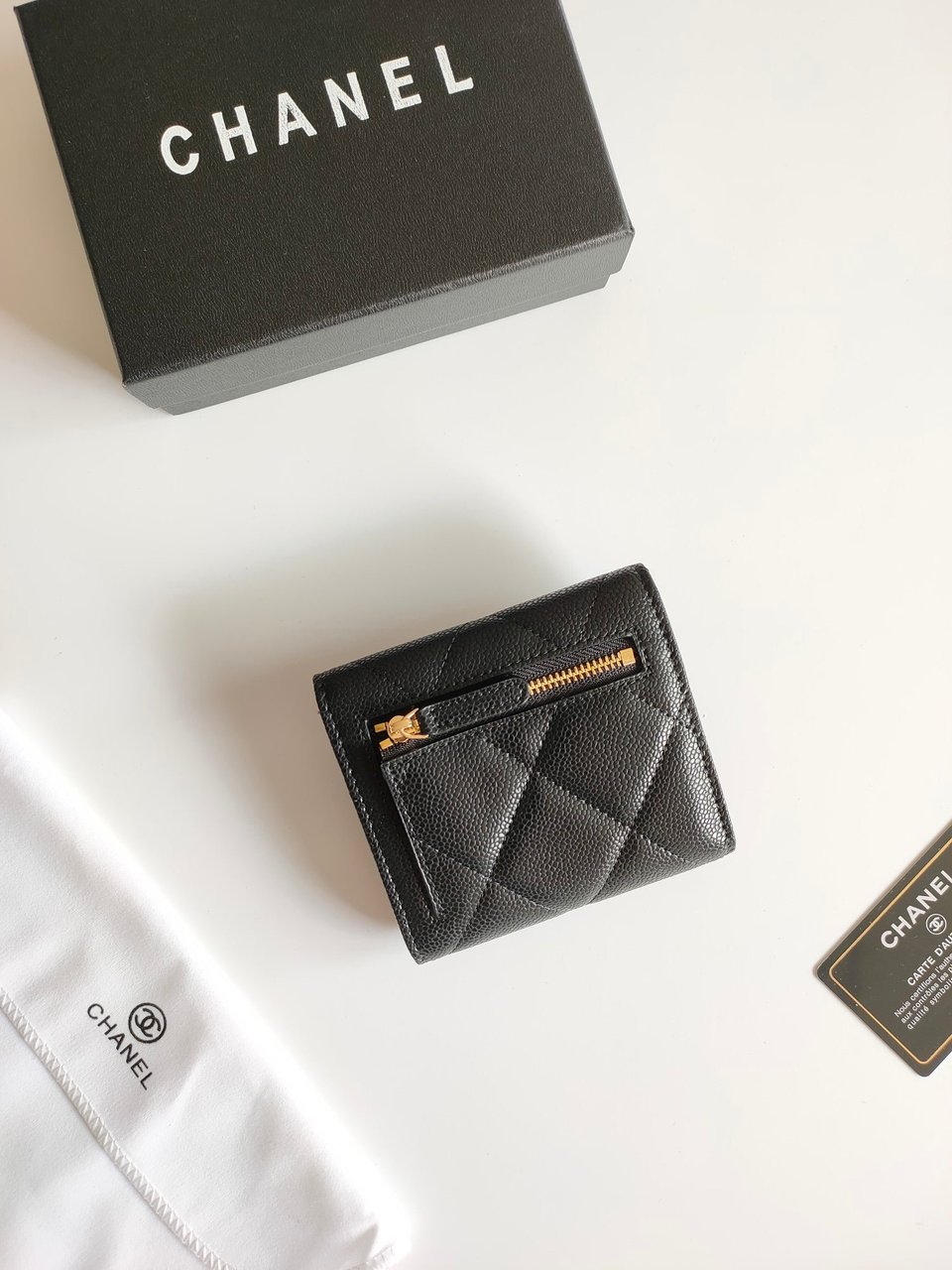 Chanel Square Purse 12 Black Grained Calfskin Gold Icon view 6