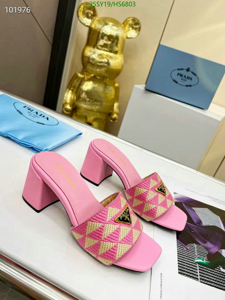 Prada Triangolo Jacquard Mules Pink view 10