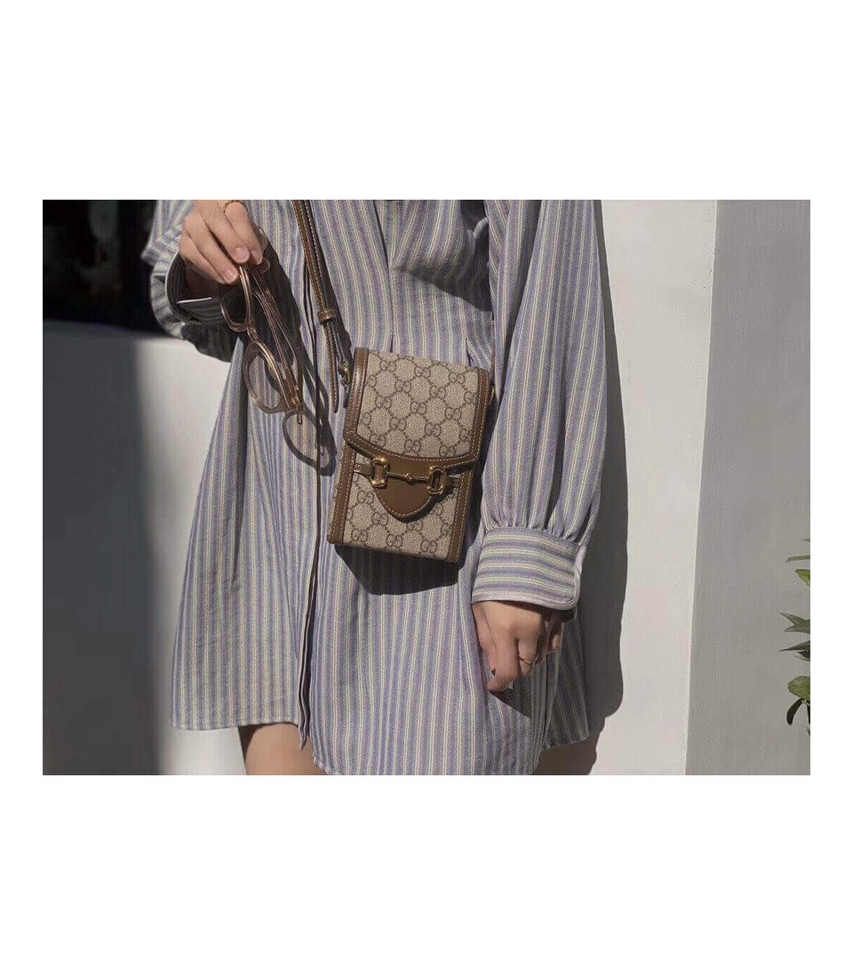 Gucci GG Supreme Horsebit 1955 Mini Bag Brown view 3
