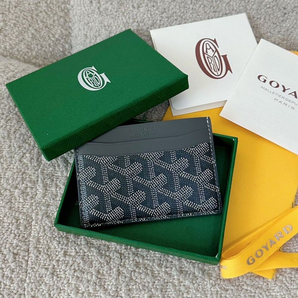 Goyard Saint-Sulpice Card Wallet 10 Cm Grey Black Goyardine Canvas And Calfskin view 8