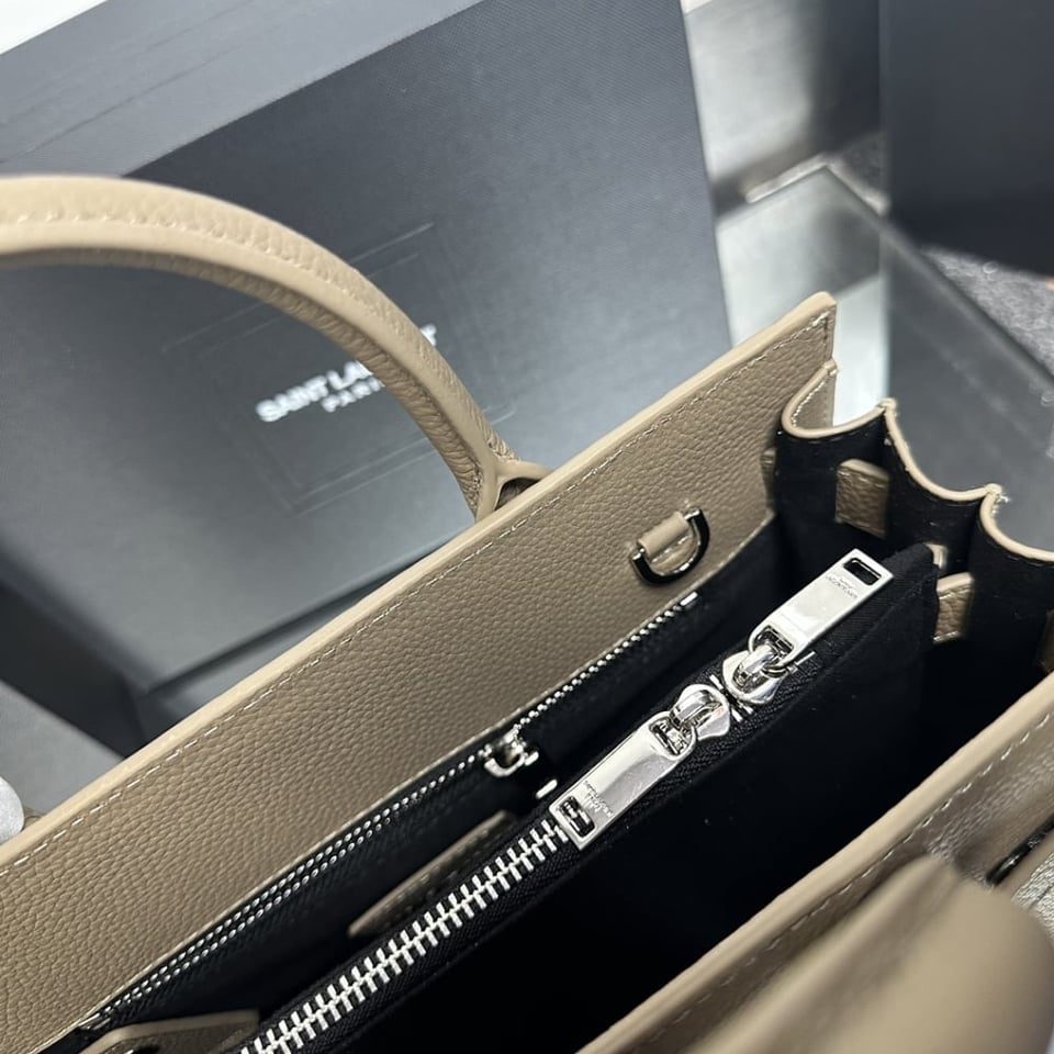 Saint Laurent Sac De Jour Small In Grained Leather Beige 26Cm view 4