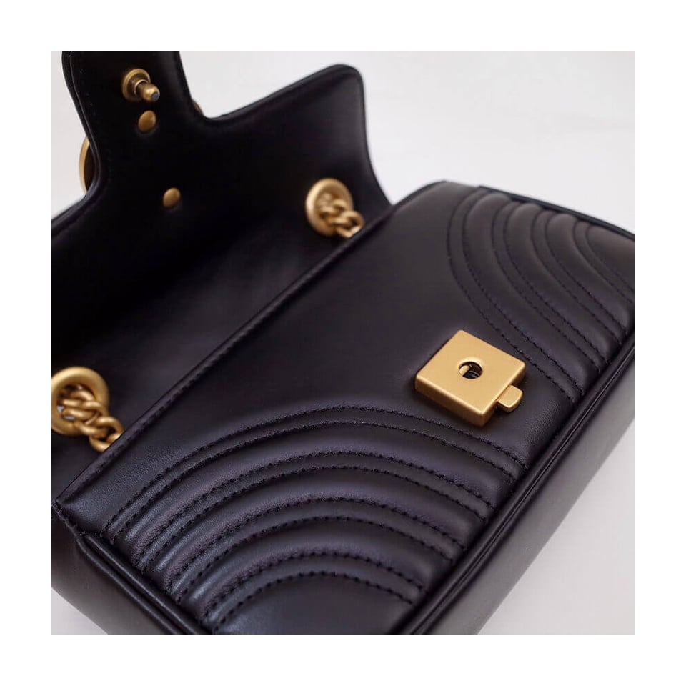 Gucci GG Marmont Matelasse Chevron Leather Mini Bag Black view 11