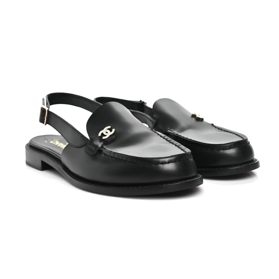 Chanel Calfskin Slingback Mules with CC Logo Black Calfskin G39842